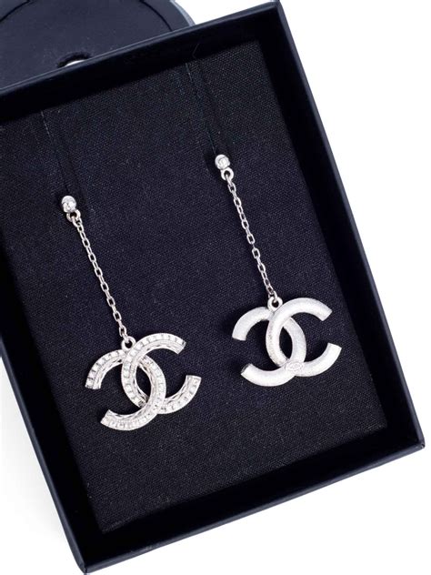 chanel swarovski crystal logo earrings